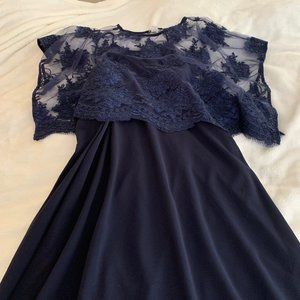 Miss Cristina Navy Two Piece Dress and Jacket Size XL (10/12)